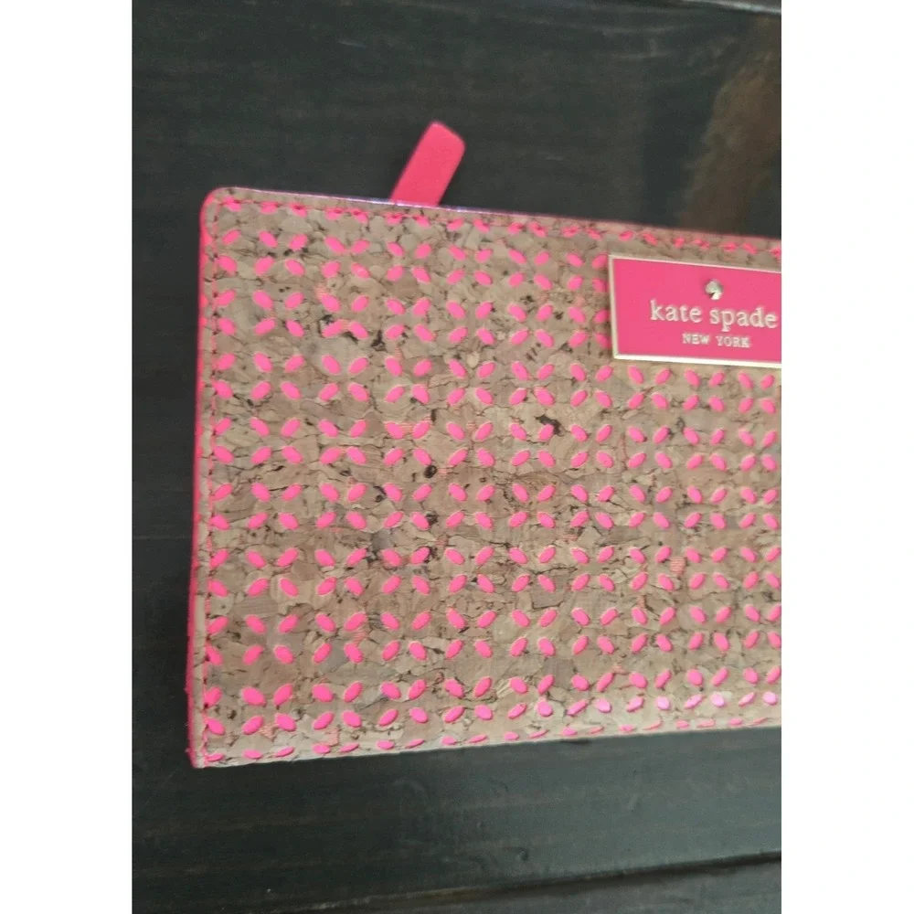 Kate Spade Arbor Way Lacey Zip Wallet Natural GERANIUM Pink Cork clutch wristlet